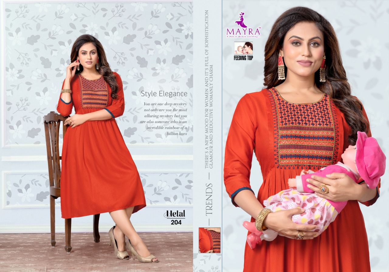 Mayra Hetal New Exclusive Wear Rayon Embroidery Kurti Collection